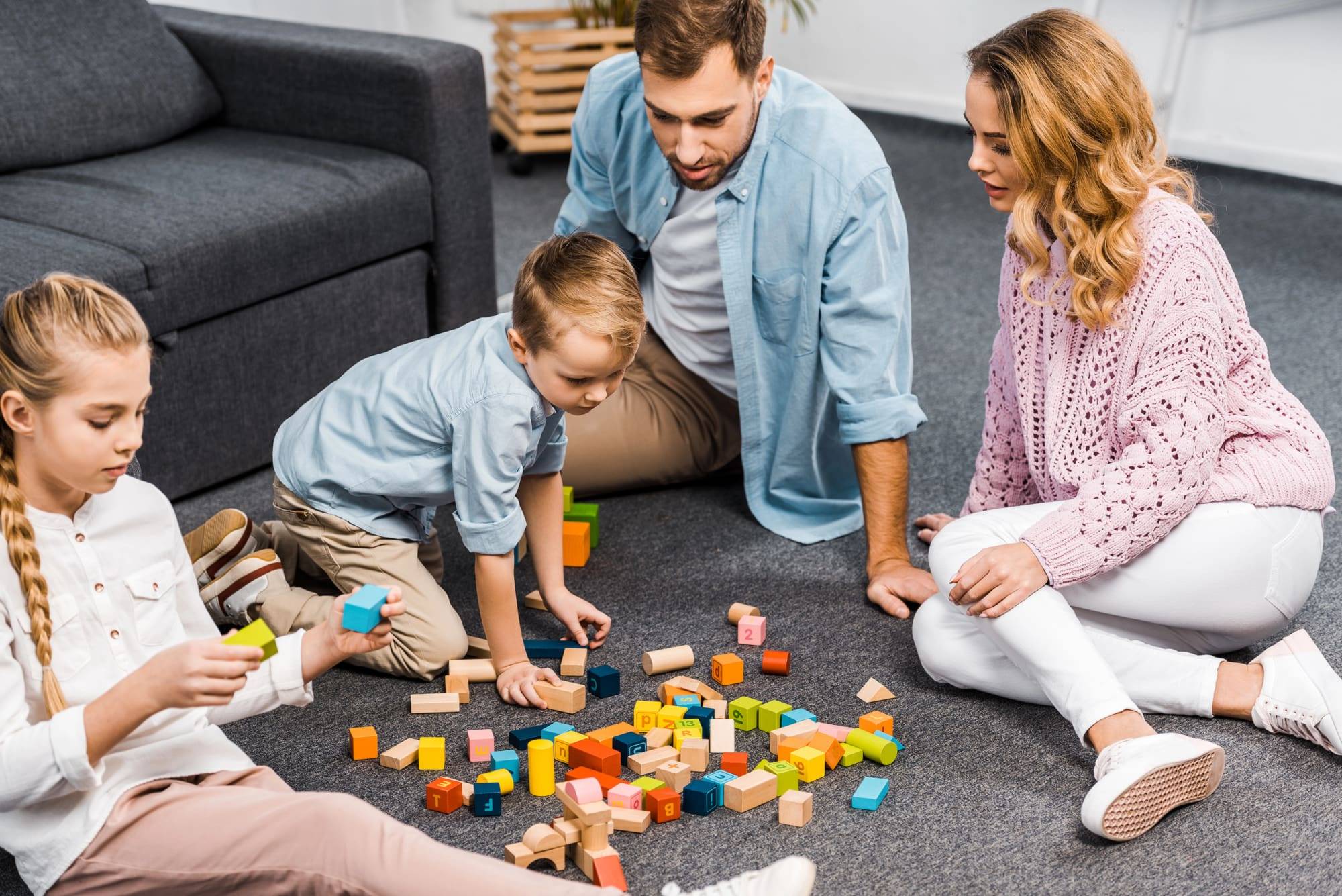 kids playing with parent